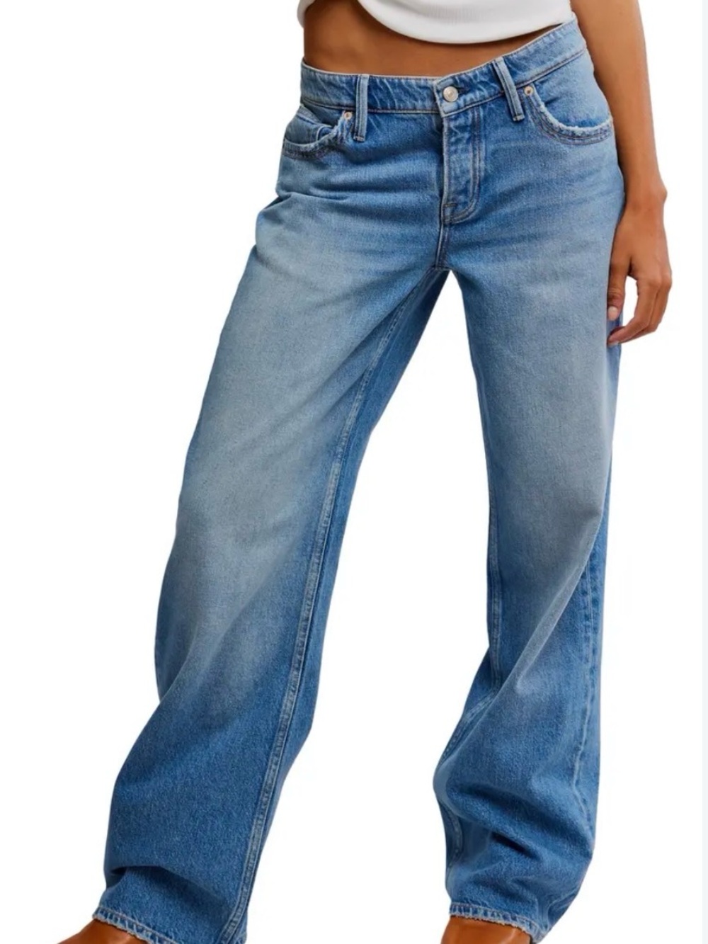 We The Free Women's Light Blue Wide-Leg Denim Jeans